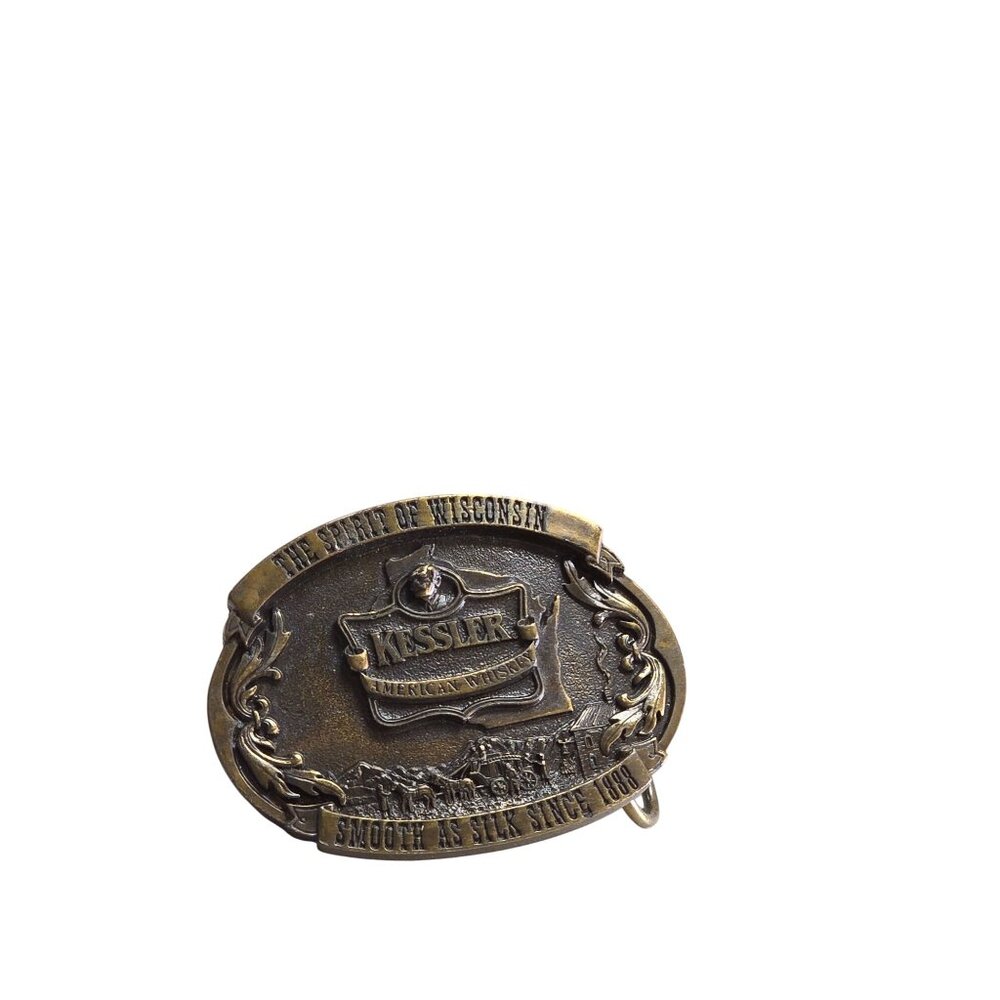 Kessler Whiskey Brass Belt Buckle LE 1993 Spirit Of Wisconsin . - Picture 9 of 9